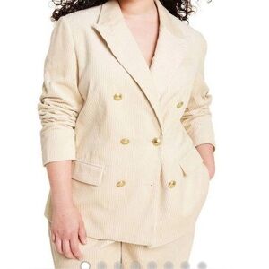 Rowing Blazers Beige Corduroy Blazer with Gold Buttons